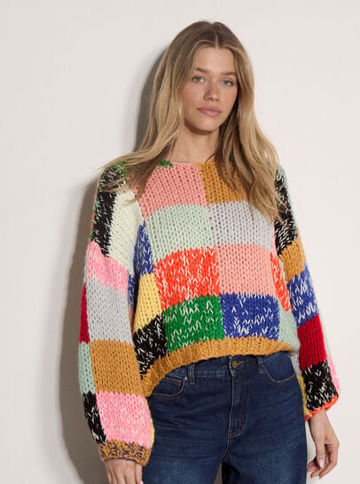 Chunky Hand-Crocheted Patchwork Jumper