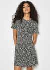 Petal Print Fit And Flare Jersey Mini Dress, Black, large
