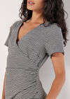 Dogtooth Wrap Bodycon Mini Dress, Black, large