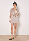 Tailored Woven Mini Skort, Stone, large