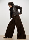 Zoe Wide Leg Leopard Print Jeans, Brown, large