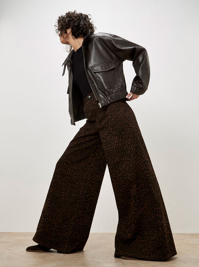 Zoe Wide Leg Leopard Print Jeans