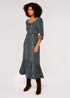 Paisley Print Midi Dress, Navy, large