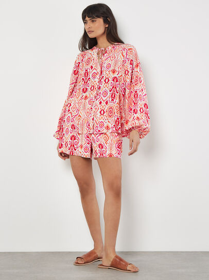 Ikat Print Oversized Blouse