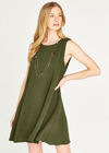Textured Linen Sleeveless Dress, Green, large