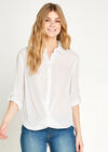 Drape Cross Over Long Sleeve Shirt, Cream, large