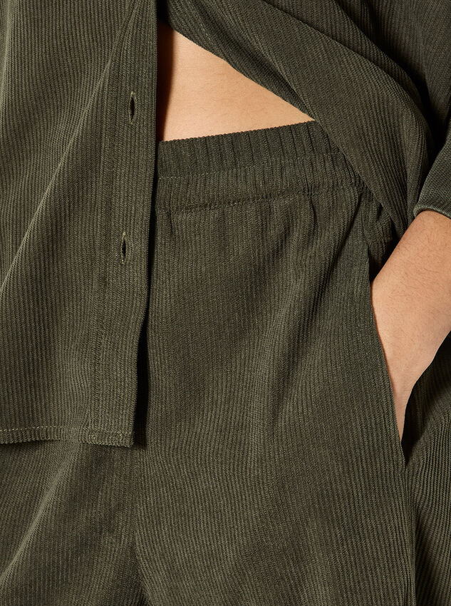 Cord Wide-Leg Trousers, Khaki, large