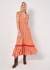 Robe longue fleurie à petites fleurs, Orange, grand