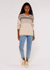 Fairisle Edge Jumper, Stone, large