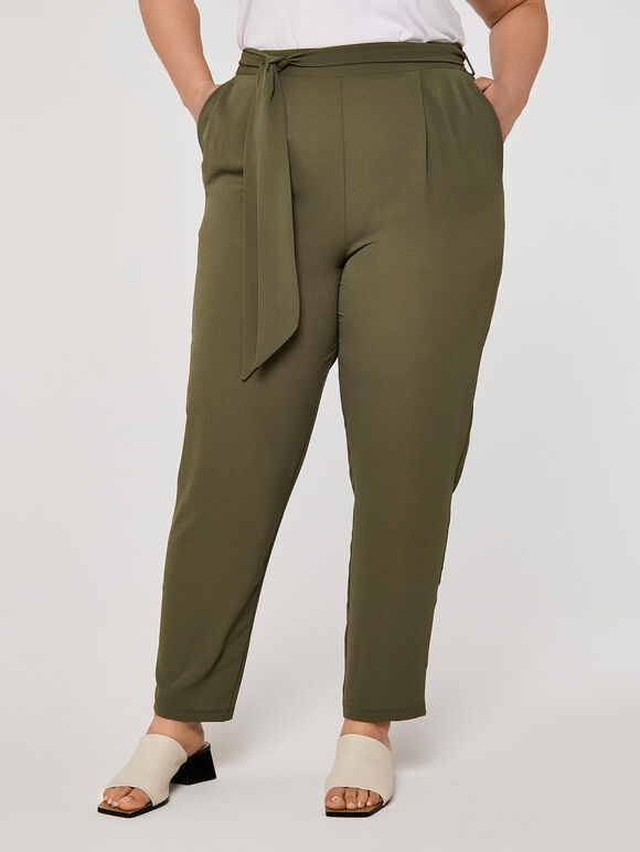 Curve Tapered Trousers, Khaki, large