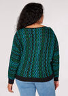 Pull en tricot Curve Chevron, bleu sarcelle, grand