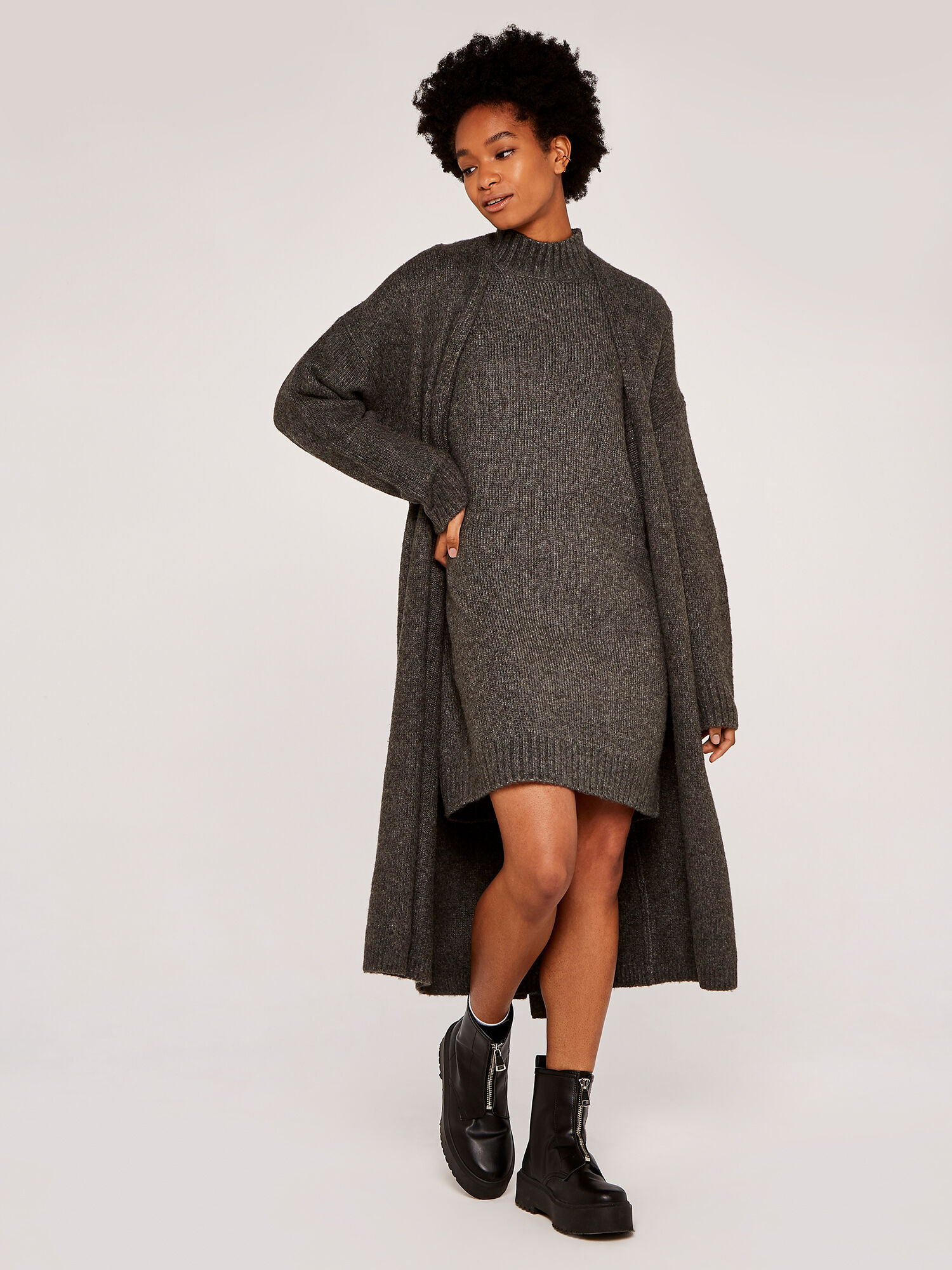 Knitted Long Cardigan Apricot Clothing