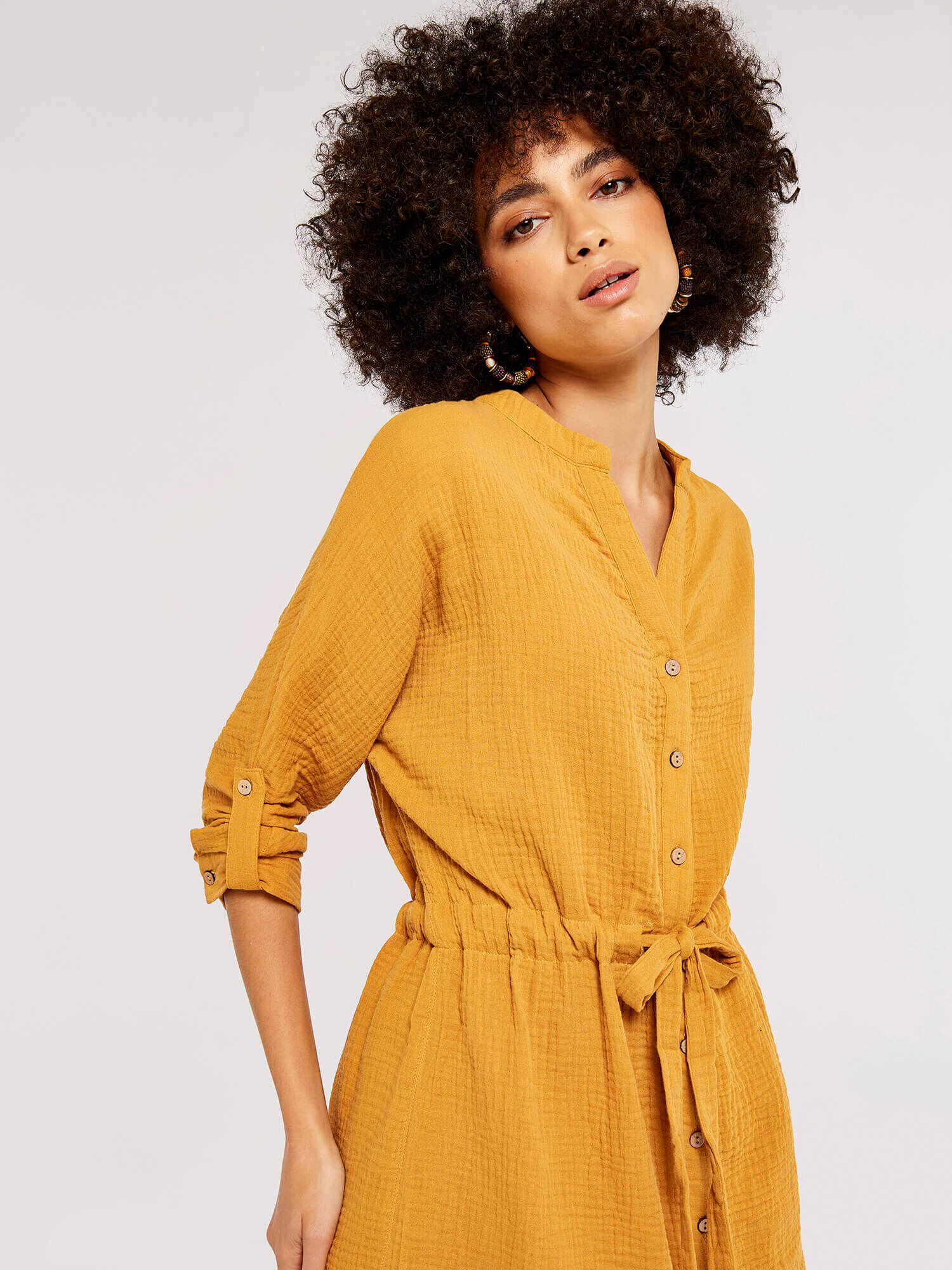 Mustard button down dress new arrivals