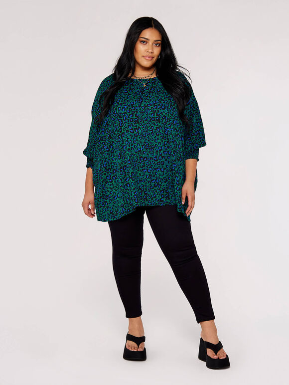 Curve Animal Print Top, Green, large