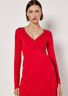 Wrap Bodycon Mini Dress, Red, large