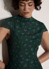 Floral Crepe Smocked Midi Dress, Green, large