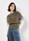 Chunky Rib Knit Cap Sleeve Jumper, Khaki, large