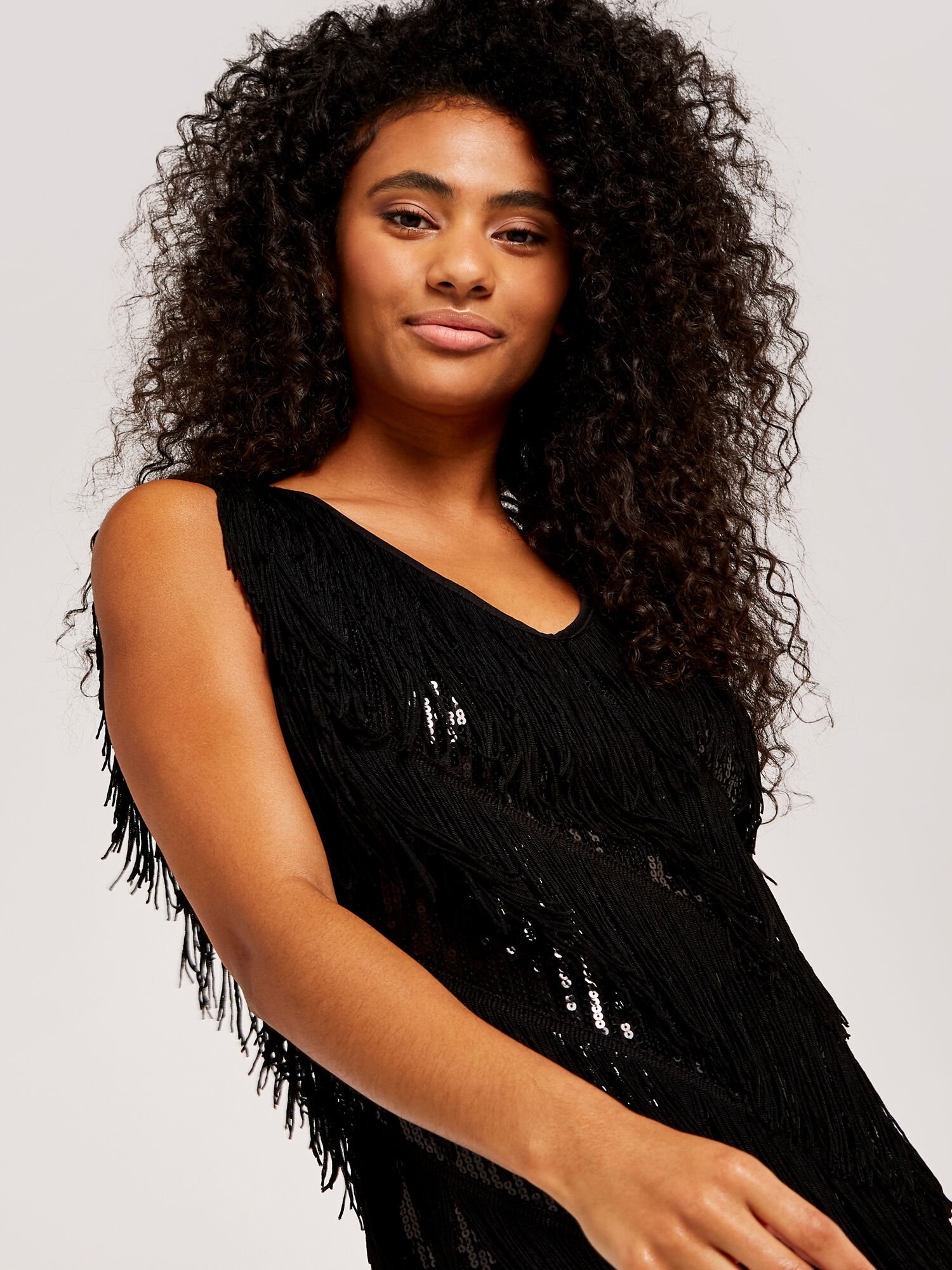 Black tassel cheap mini dress
