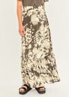 Tie Dye Ruffle Hem Maxi Skirt, Khaki, large