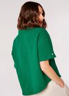 Textured Cotton Boxy Shirt, Green, large