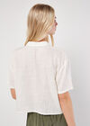 Linen Blend Boxy Shirt, Cream, large