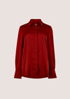 Oversized Satin Shirt, Burgundy, large
