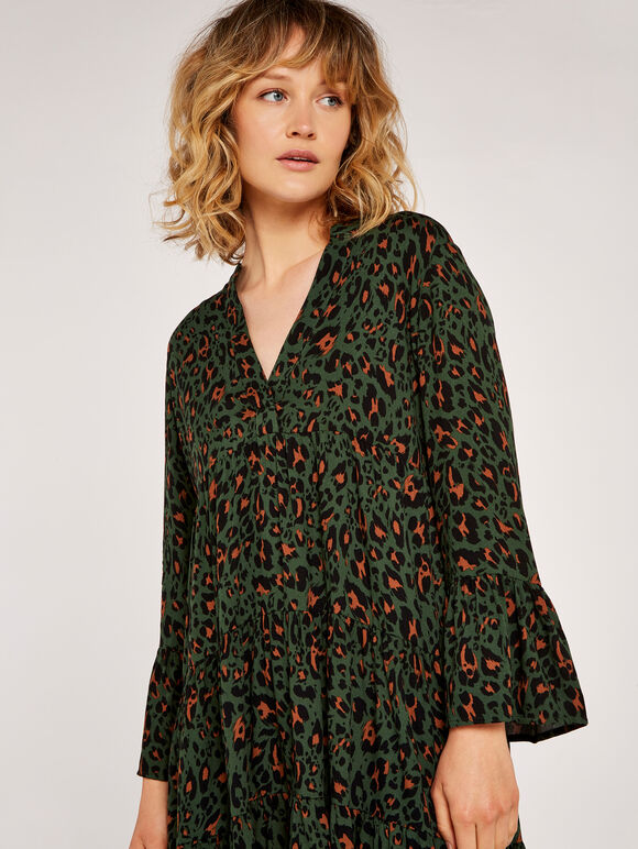 Leopard Print Dress, Khaki, large