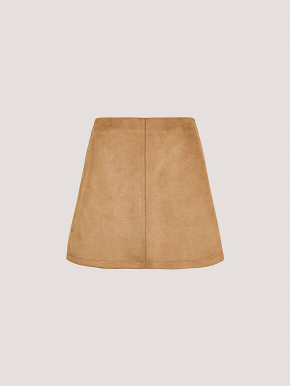 Suedette A-Line Mini Skirt, Stone, large