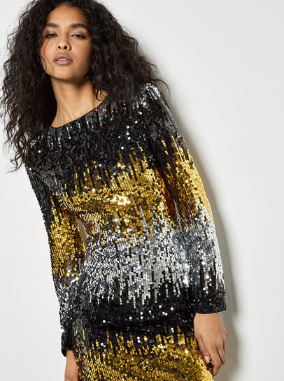 Mixed Sequin Bodycon Dress
