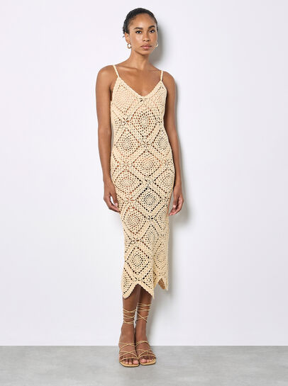 Hand-Knit Crochet Midi Dress