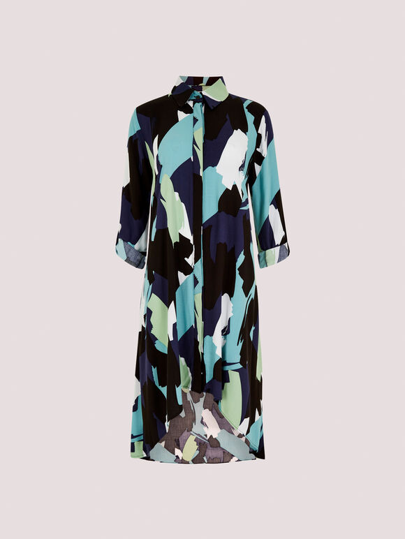 Brushstroke Print Mini Dress, Blue, large