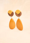 Wood And Acrylic Bead Drop Earrings, Yellow, large