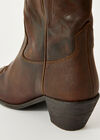Brown Cowboy Leather Boots, Brown, large