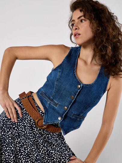 Brush Dot Belted Skirt