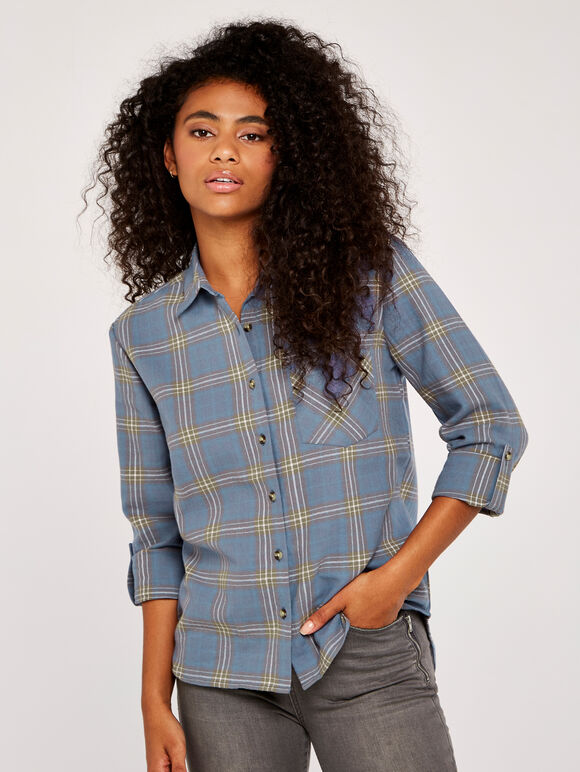 Pastel Window Check Shirt, Blue, large