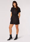 Cotton Blend Utility Mini Dress, Black, large