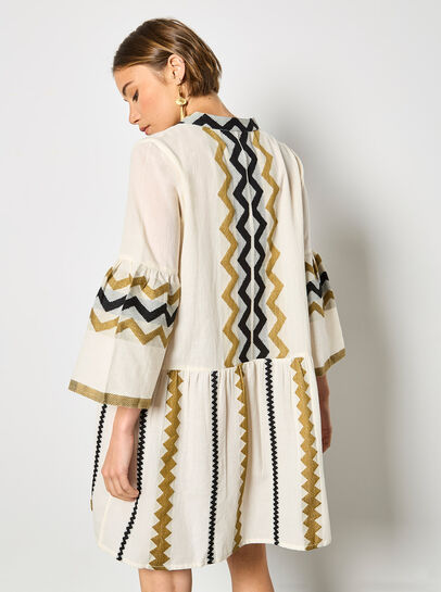 Jacquard Bell Sleeve Dress