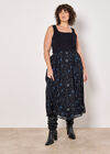 Curve Chiffon Constellation Midi Skirt, Blue, large
