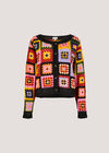 Colourful Crochet Squares Cardigan, Black, large