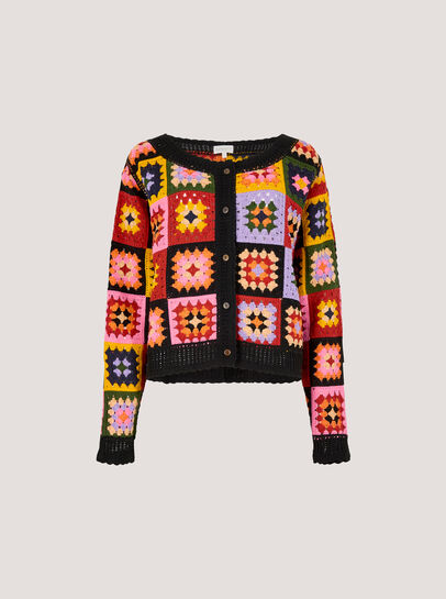 Colourful Crochet Squares Cardigan