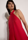 Halter Neck Wide-Leg Jumpsuit, Red, large