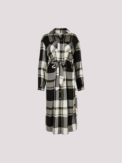 Large Check Shirt Midi Dress