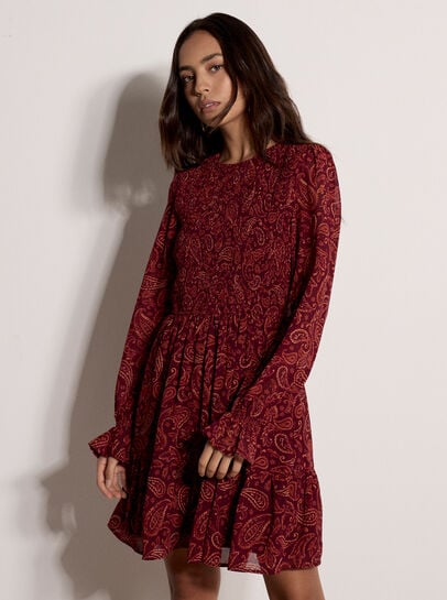 Paisley Chiffon Mini Dress