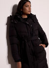Long Belted Puffer Coat, Black, large