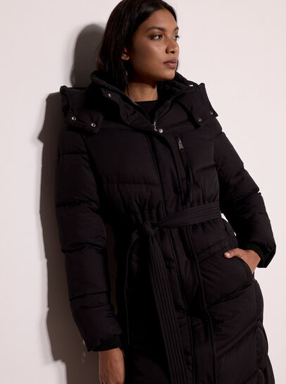 Long Belted Puffer Coat