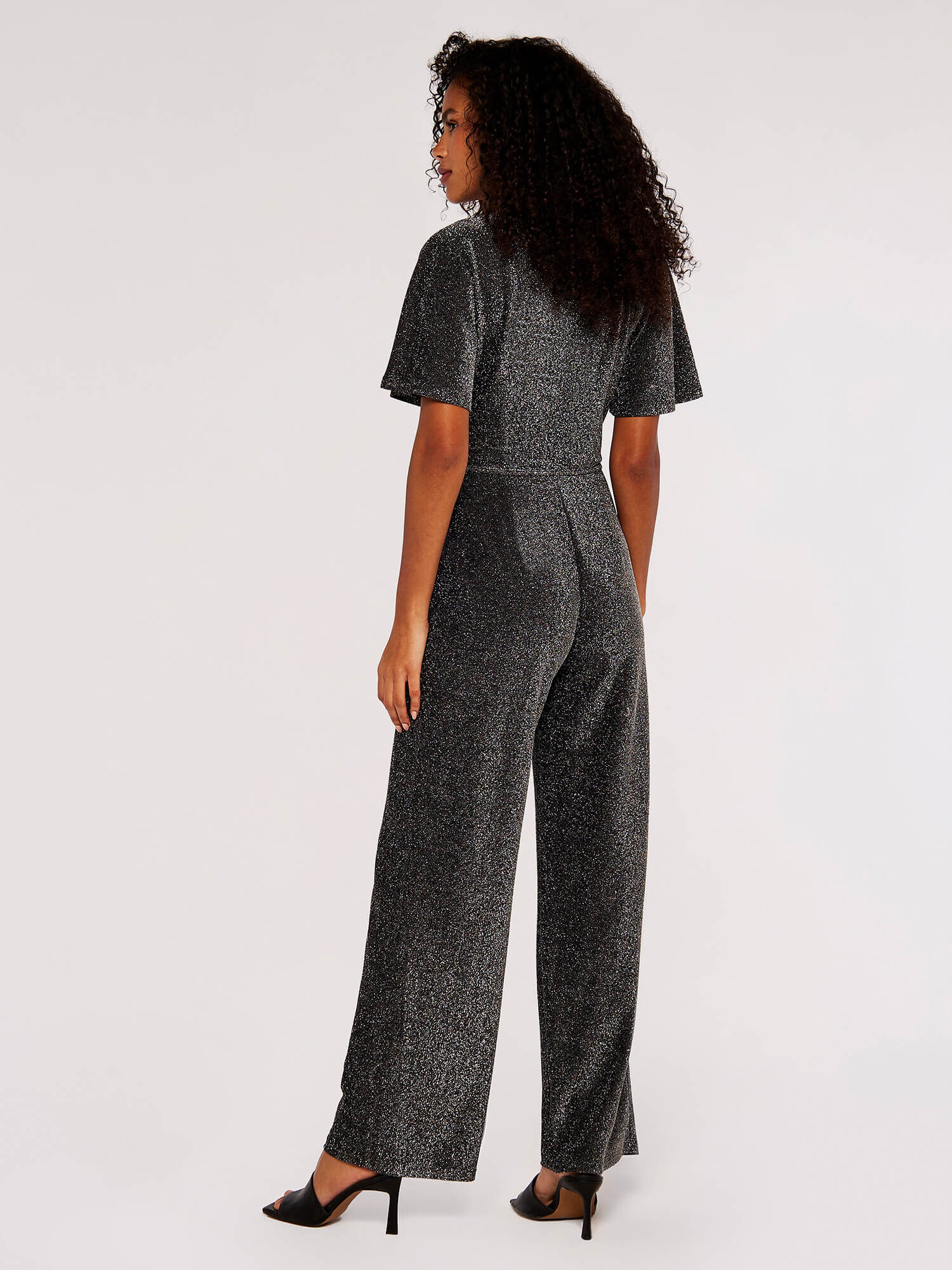 New look wrap jumpsuit in hot sale silver glitter
