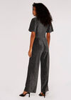Metallic Sparkle Wide Leg Jumpsuit, Light Grey / Silver, large
