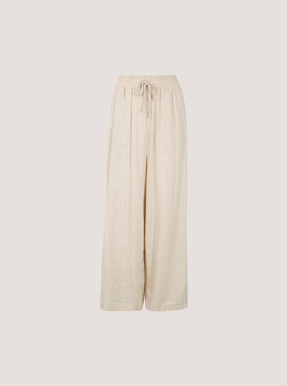 Wide Leg Linen Mix Trousers