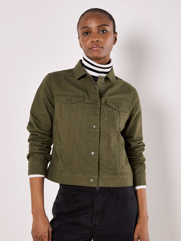 Cotton Cargo Jacket, Khaki, large