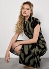 Zebra Print Shirt Midi Dress, Khaki, large